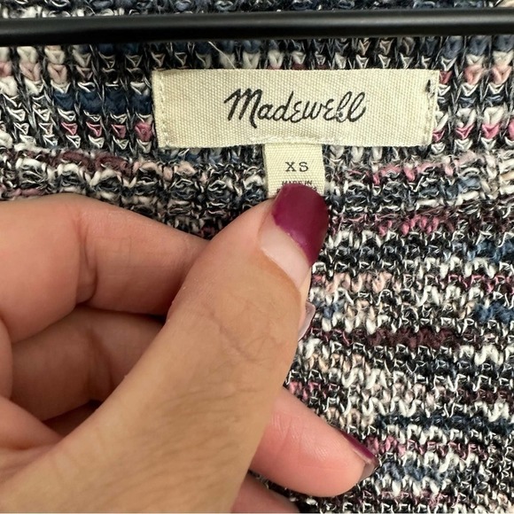 Madewell Top Size XS Multicolored Knit Pleated Puff Shoulders Long Sleeve - Picture 6 of 8